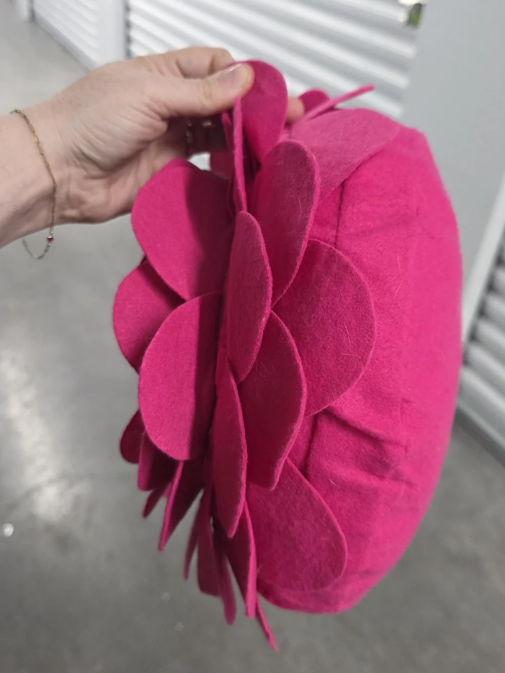 Felt Flower Accent Pillow - Vibrant Hot Pink